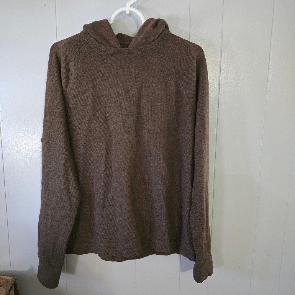 Banana Republic Hoodie‎ Mens M Brown Waffle Knit Thermal Raglan Pullover